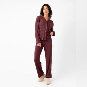 Cozy Earth Women's Bamboo Stretch-Knit Long Sleeve Pajama Set - Small, Burgundy